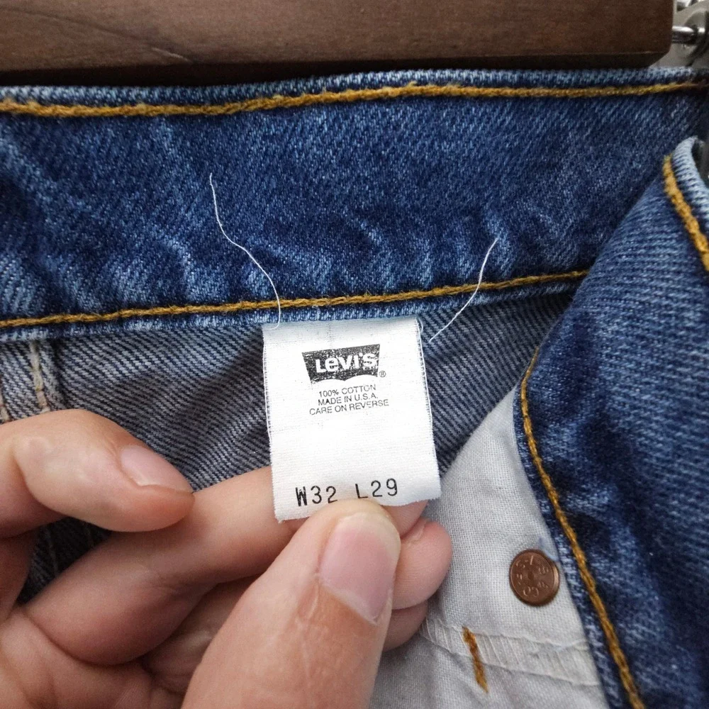 VTG Y2K Levi 517 Mens 32x24 Blue Orange Tab Straight Leg Jeans USA Made Fade